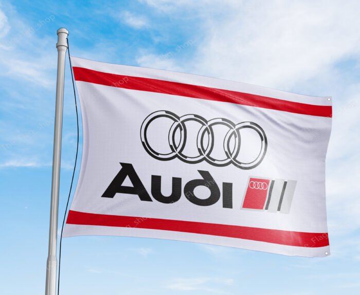 "Elevate your space with this 3x5 ft Audi Racing flag banner, perfect for motorsport enthusiasts, car garages, and man caves. Featuring bold Audi Racing graphics, this durable banner is ideal for showcasing your passion for high-performance cars. Perfect for indoor and outdoor displays, it’s a must-have décor item for fans of the Audi racing legacy."