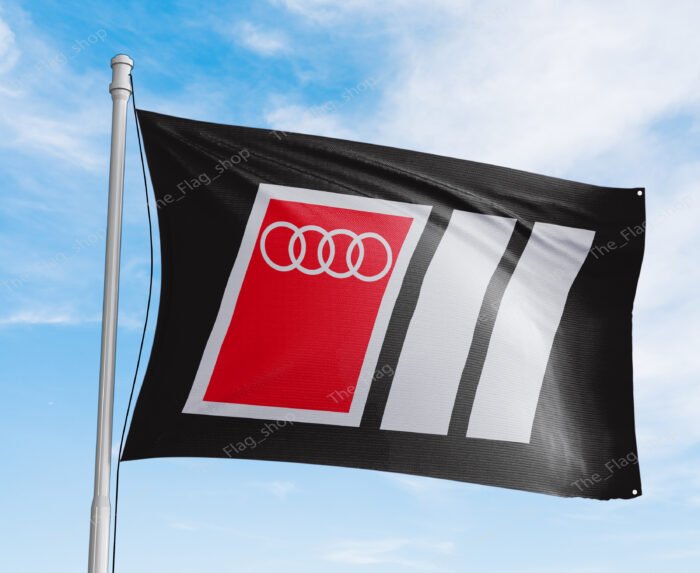 "Showcase your passion for Audi Motorsport with this 3x5 ft banner flag. Ideal for garages, man caves, or as wall décor, this durable flag features eye-catching Audi MotorSport graphics. Perfect for car racing fans, it’s designed for both indoor and outdoor use, making it a great addition to any space where motorsport enthusiasts gather."