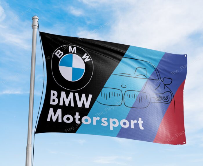 "Display your passion for BMW M Power with this 3x5 ft flag banner. Perfect for garages, shops, man caves, and wall décor, this durable banner features bold BMW M Power graphics. Ideal for both indoor and outdoor use, it’s the perfect sign for motorsport enthusiasts looking to showcase their love for high-performance driving and BMW’s racing legacy."