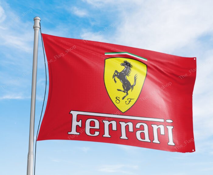 "Showcase your passion for luxury and speed with this 3x5 ft Ferrari flag, perfect for car enthusiasts and fans of Italian engineering. Featuring the iconic Ferrari logo and Italy-inspired design, this banner is an ideal addition to garages, man caves, workshops, or car show displays. Crafted from durable, high-quality materials, it ensures vibrant colors and long-lasting performance, making it suitable for both indoor and outdoor use. Celebrate the legacy of Ferrari’s excellence in car racing and sports cars with this bold and stylish décor piece. Whether you’re a collector or a racing enthusiast, this Ferrari flag is a must-have wall sign that embodies Italian craftsmanship and automotive performance."