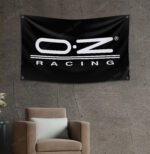 OZ Racing Wheels Flag 3x5 ft Car Show Black Banner Garage Man Cave Wall Decor Sign