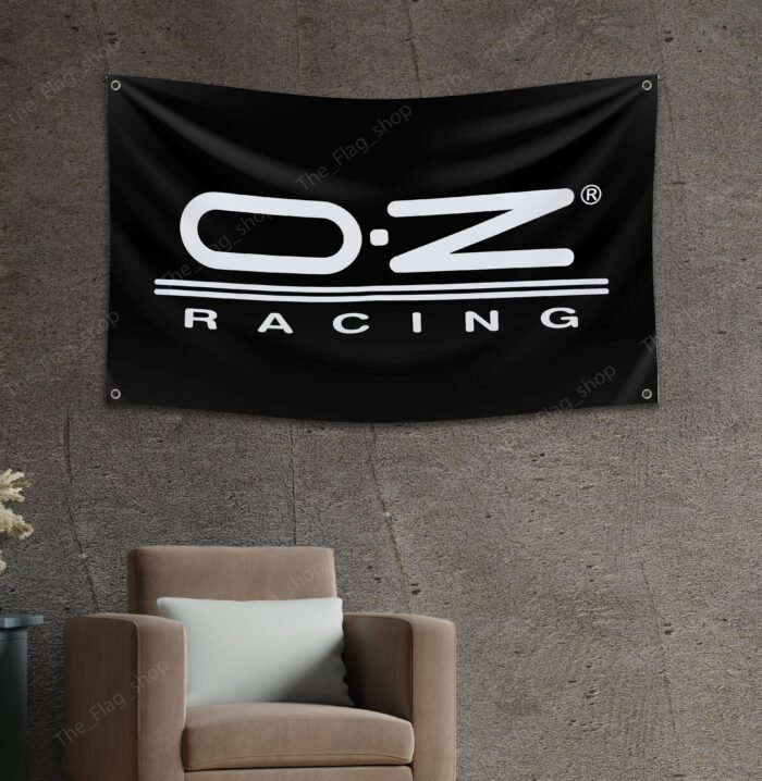OZ Racing Wheels Flag 3x5 ft Car Show Black Banner Garage Man Cave Wall Decor Sign