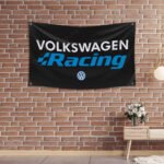 Volkswagen Racing Flag 3x5ft – VW Black Banner Jetta Passat Golf GTI Racing, Garage Workshop Wall Decor Sign