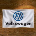 Volkswagen GTI Flag 3x5ft – VW white Banner Jetta Passat Golf Racing, Garage Workshop Wall Decor Sign