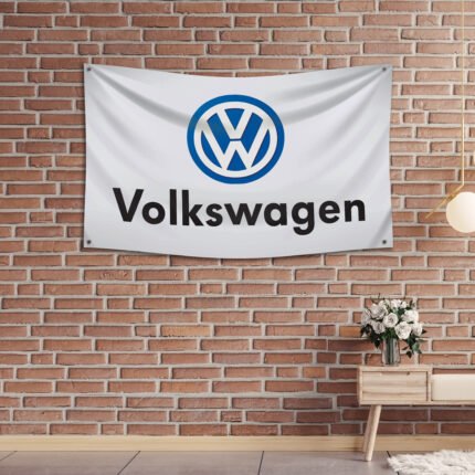 Volkswagen GTI Flag 3x5ft – VW white Banner Jetta Passat Golf Racing, Garage Workshop Wall Decor Sign