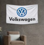 Volkswagen GTI Flag 3x5ft – VW white Banner Jetta Passat Golf Racing, Garage Workshop Wall Decor Sign