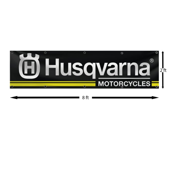 Husqvarna Banner Flag 2x8ft Motorcycle Racing Garage Man Cave Wall Decor Sign