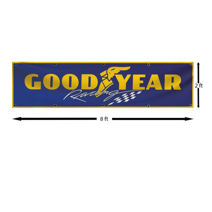 Goodyear Tires Racing Banner Flag 2x8 ft Car Show Garage Man Cave Wall Decor Sign