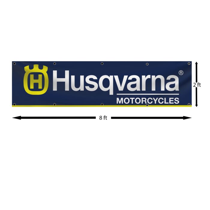 Husqvarna Banner Flag 2x8ft Motorcycle Racing Garage Man Cave Wall Decor Sign