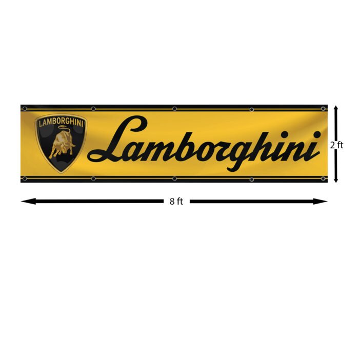 Lamborghini Banner 2x8 FT Racing Lambo Flag Car Show Garage Man Cave Wall Decor Sign