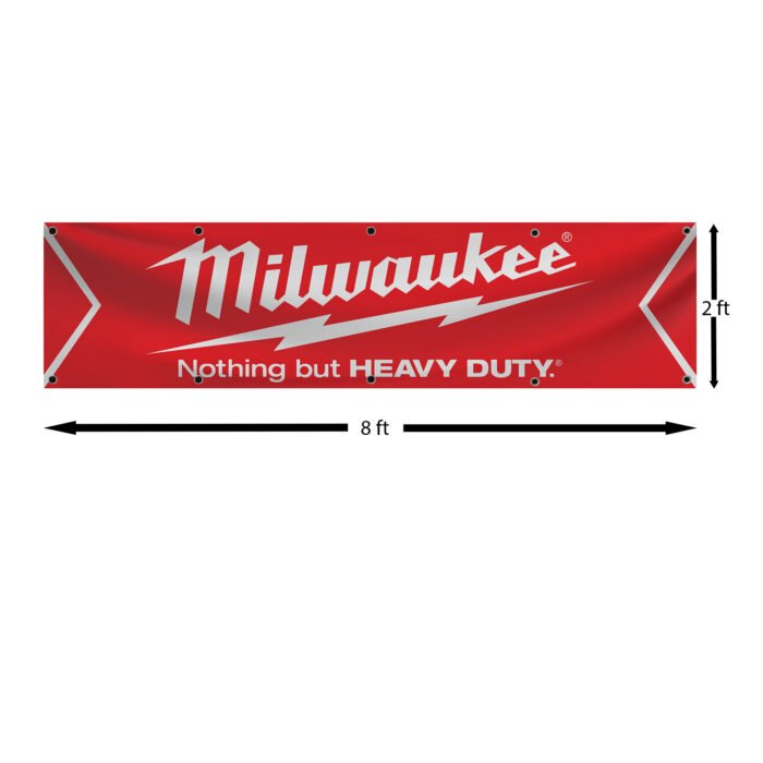 Milwaukee Tools Banner 2x8FT - Car Show Flag Garage Man Cave Wall Decor Sign