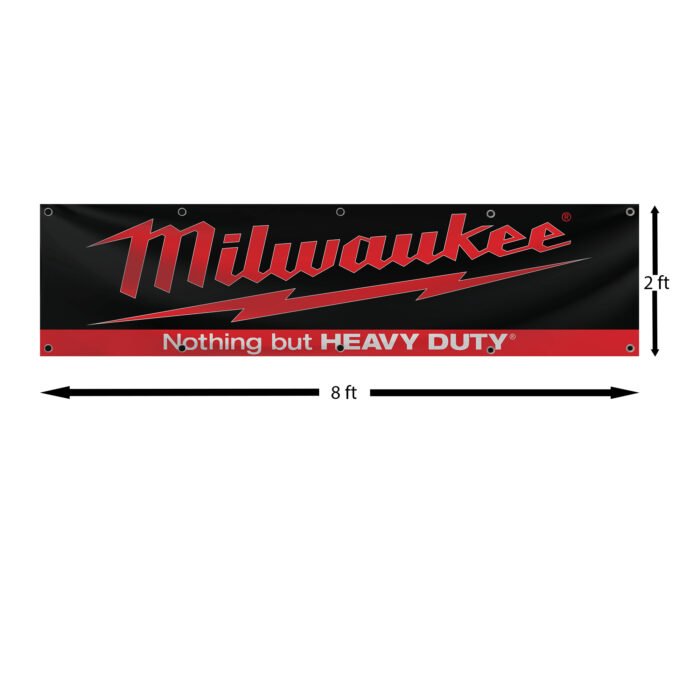 Milwaukee Tools Banner 2x8FT Car Show Flag Garage Man Cave Wall Decor Sign