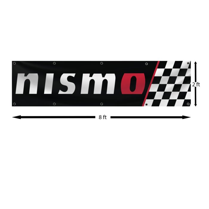 Nissan Nismo Checkered Banner 2x8 FT – NISMO Racing Sport Speed Car Flag for Man Cave & Show Display