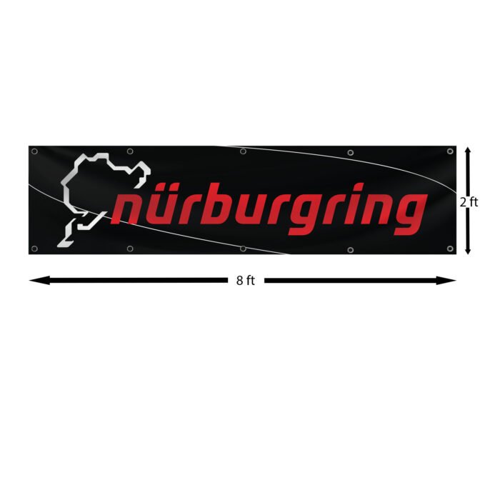 Nürburgring Banner Flag 2x8 FT – Motorsport Car Racing Track Wall Decor for Man Cave, Garage, or Showroom
