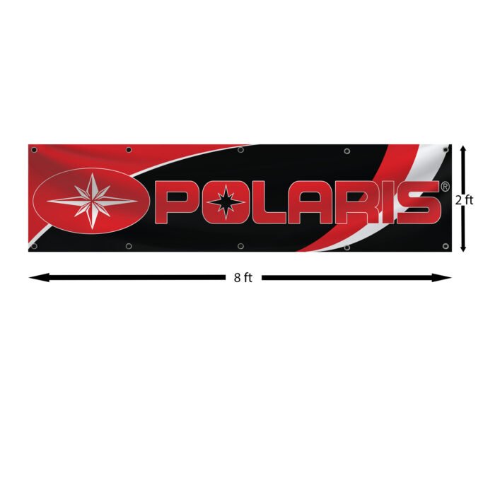 Polaris Banner 2x8ft – Off-Road Vehicle Racing Car Flag, Dirt Track Competitions, Cave Wall Decor Sign