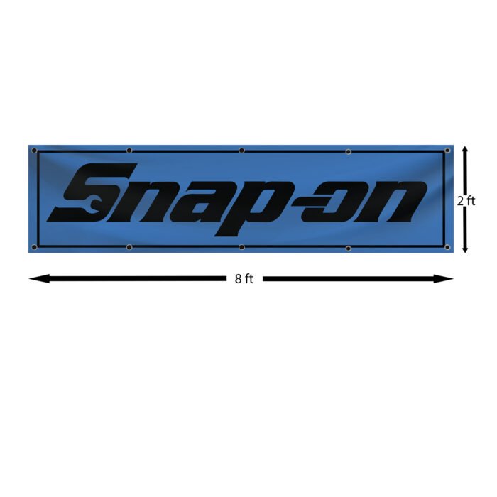 blue. Snap-on Banner 2x8ft – Racing Car Flag, Tools, Garage Man Cave Wall Decor Sign