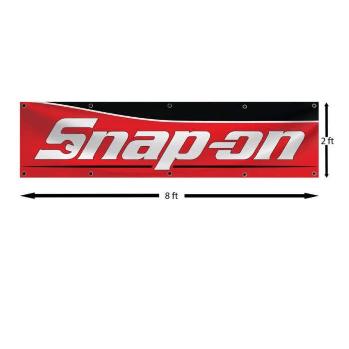 Snap-on Banner 2x8ft – Racing Car Flag, Tools, Garage Man Cave Wall Decor Sign