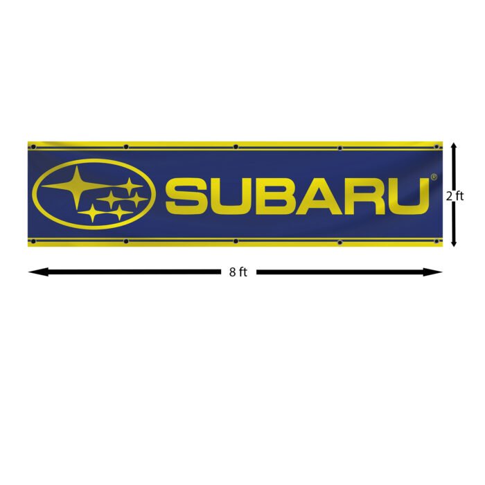 Subaru Banner 2x8ft – Car Show, Street Racing Flag, Man Cave Garage Wall Decor Sign