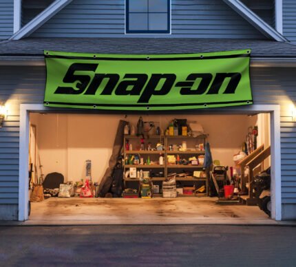 green Snap-on Banner 2x8ft – Racing Car Flag, Tools, Garage Man Cave Wall Decor Sign