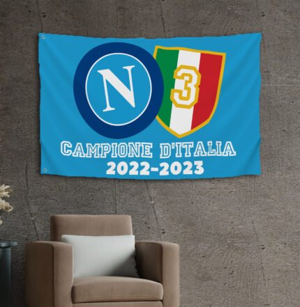 Napoli S.S.C Flag Banner 3x5' Italian Serie A Champions 2023 Scudetto Maradona