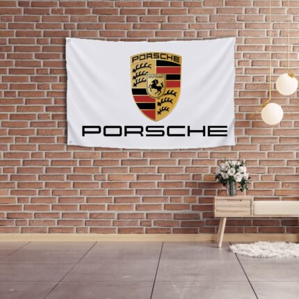 Porsche Flag Banner 3x5ft – Racing Car Flag, Man Cave, Garage Decor, Large Sign